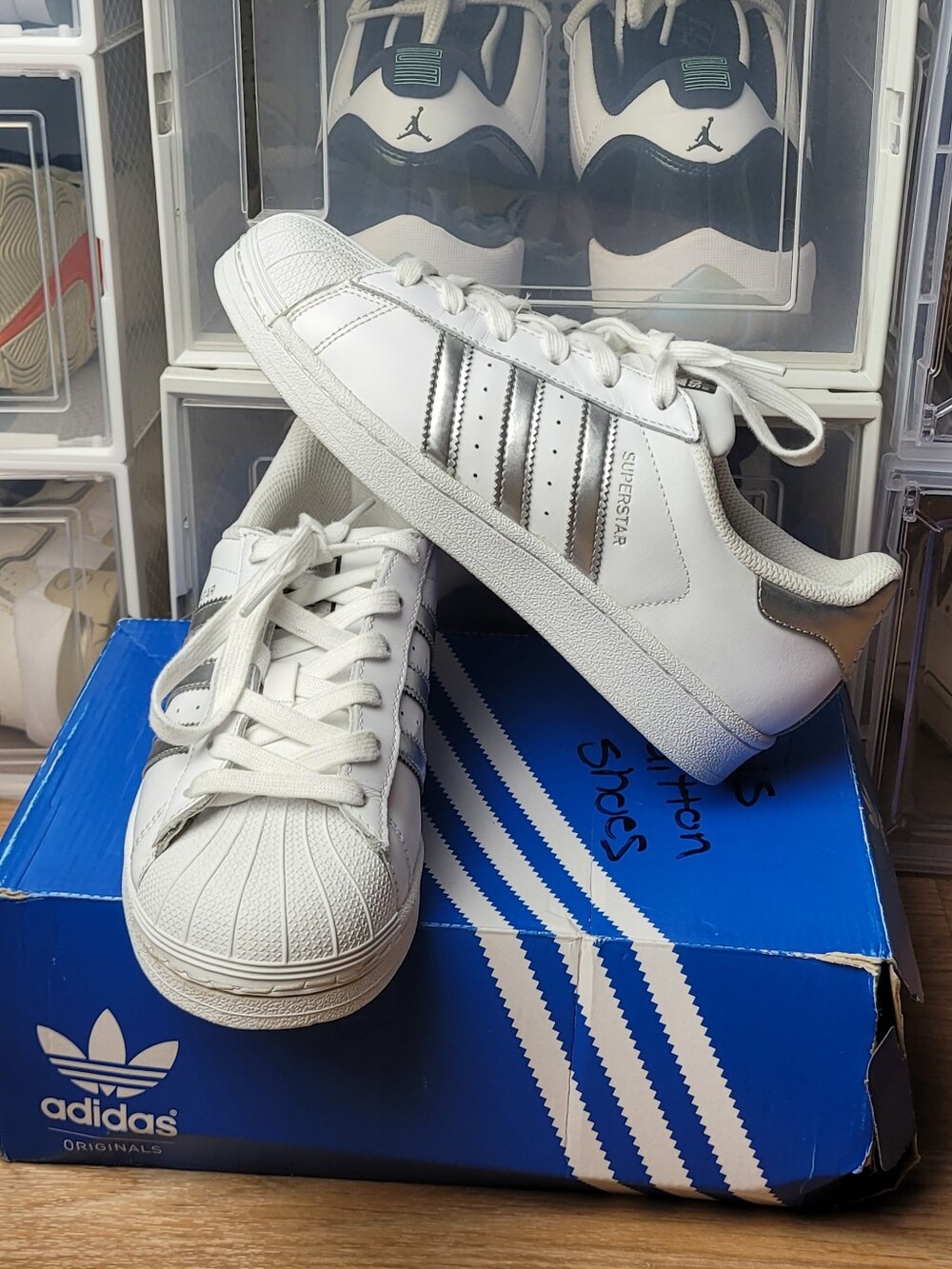 adidas  Superstar 'White Silver Metallic' AQ3091 Women's Shoes Size 6 1/2